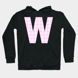 Copy of Pink Letter W in Plaid Pattern Background. Hoodie